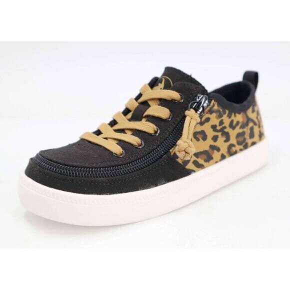 BILLY Footwear Girls Harbor Zipper Sneakers Leopard Print Easy On/Off Size 4 - Picture 2 of 4